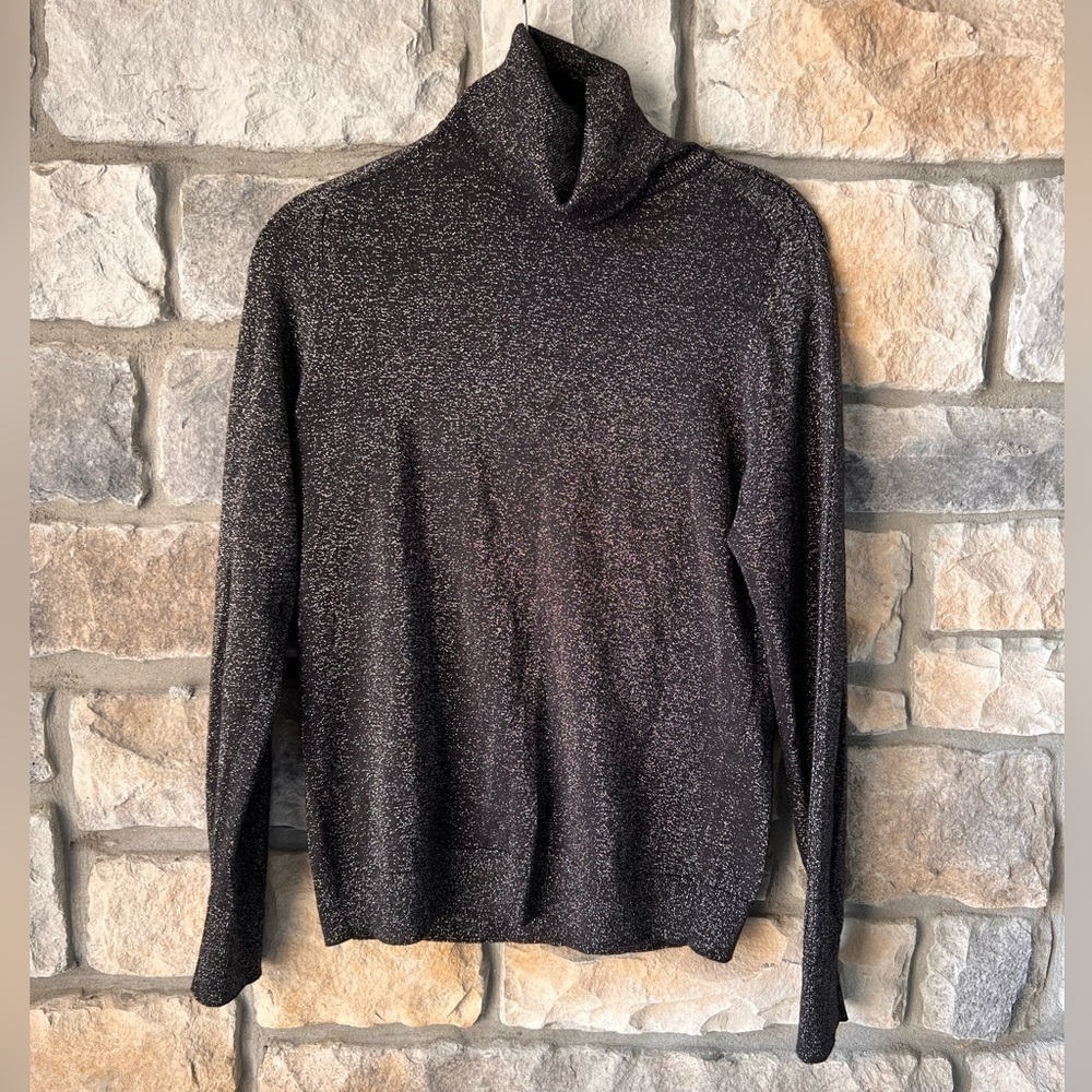 Ann Taylor Shimmer Metallic Thread Turtleneck Sz S